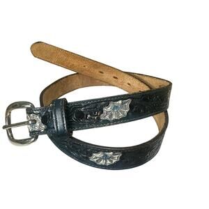 Nocona Belt Co. Western Blue Floral Leather Belt Size 30